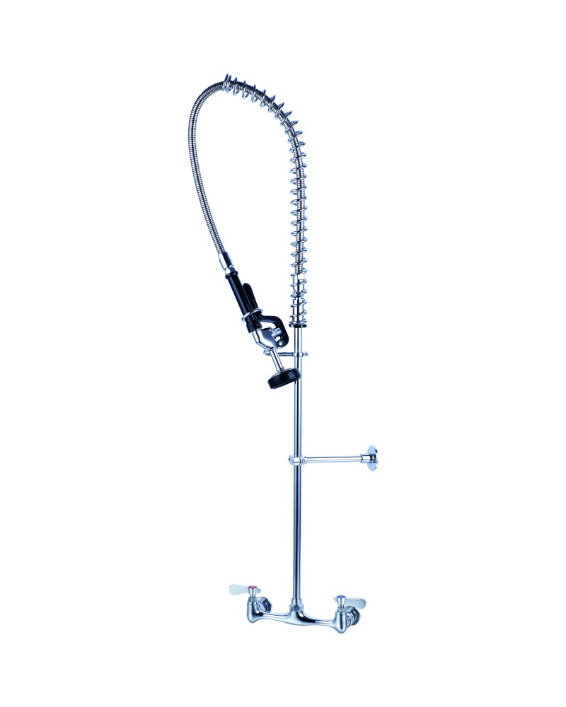 8" Center Wall Mounted Pre-Rinse Unit with 18" Riser & 44" Hose & Spray Valve Chrome | TurcoBazaar BXF246