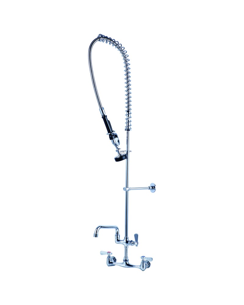 8" Center Wall Mounted Pre-Rinse Unit with Add-On Faucet & 18" Riser & 44" Hose & 12" Swing Spout | TurcoBazaar BXF248