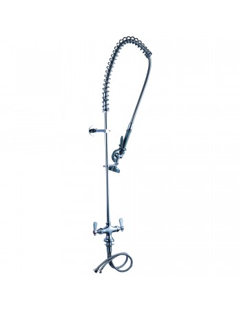 Deck Mounted Pre-Rinse Unit with Add-On Faucet & 18" Riser & 44" Hose & 12" Swing Spout Chrome | TurcoBazaar BXF250