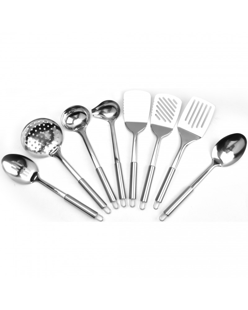 8 Piece Essential Cooking Utensil Kit Stainless Steel | TurcoBazaar C0066