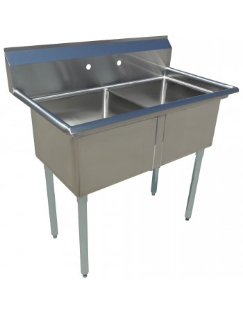 Commercial Pot Wash Sink Stainless steel 2 bowl Splashback 1900x710x1110mm Round legs | TurcoBazaar C2T24241400