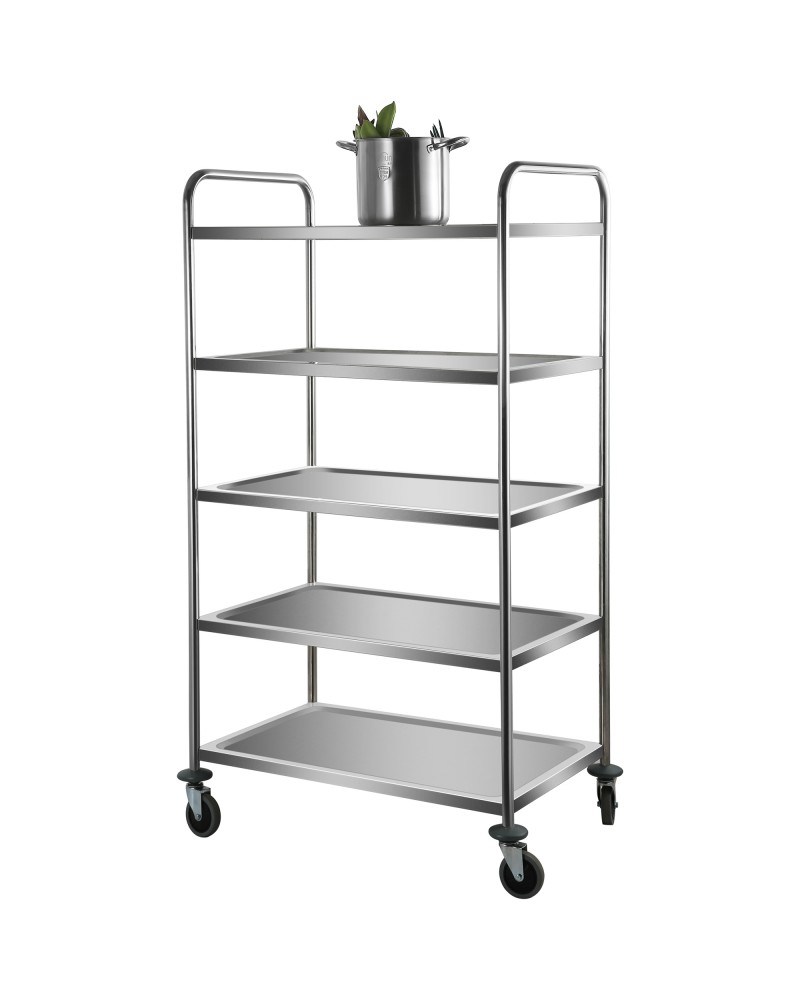 Professional Stainless Steel Trolley 5-Tiers 150kg Capacity 920x600x1540mm | TurcoBazaar CARRO5
