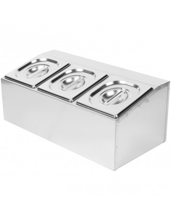 Commercial Condiment Holder including 3xGN1/6-100mm pans & lids |  CHD03A