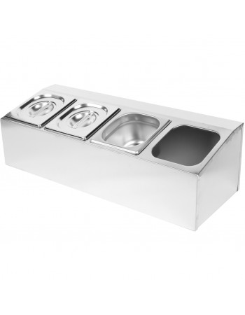 Commercial Condiment Holder including 4xGN1/6-100mm pans & lids |  CHD04A
