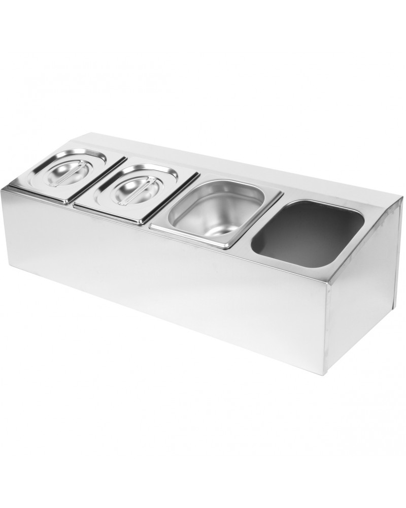 Commercial Condiment Holder including 4xGN1/6-100mm pans & lids |  CHD04A