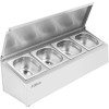 Commercial Condiment Holder with lid including 4xGN1/6-150mm containers Stainless steel |  CHD04ADFL