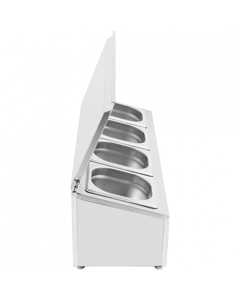 Commercial Condiment Holder with lid including 4xGN1/6-150mm containers Stainless steel |  CHD04ADFL