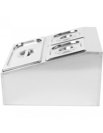 Commercial Condiment Holder including 2xGN1/6-150mm & 1xGN1/3-150mm containers with lids Stainless steel |  CHD04BD2