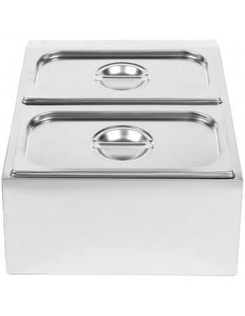 Commercial Condiment Holder including 2xGN1/3-100mm containers with lids Stainless steel |  CHD04B3