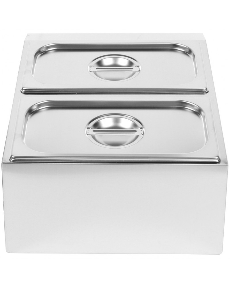 Commercial Condiment Holder including 2xGN1/3-150mm containers with lids Stainless steel |  CHD04BD3