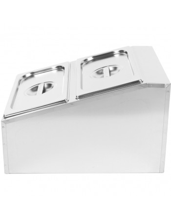 Commercial Condiment Holder including 2xGN1/3-150mm containers with lids Stainless steel |  CHD04BD3