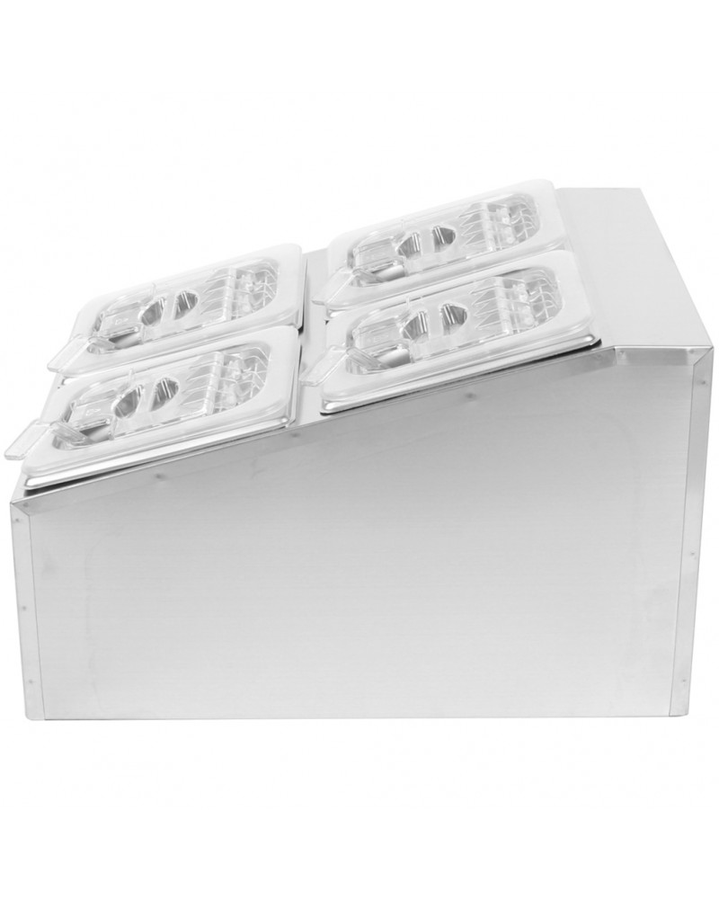 Commercial Condiment Holder including 4xGN1/6-100mm pans & fliptop lids |  CHD04BPCFL