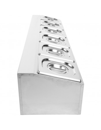 Commercial Condiment Holder including 6xGN1/6-150mm pans & Lids |  CHD06AD