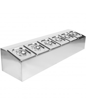 Commercial Condiment Holder including 6xGN1/6-100mm pans & Lids |  CHD06A