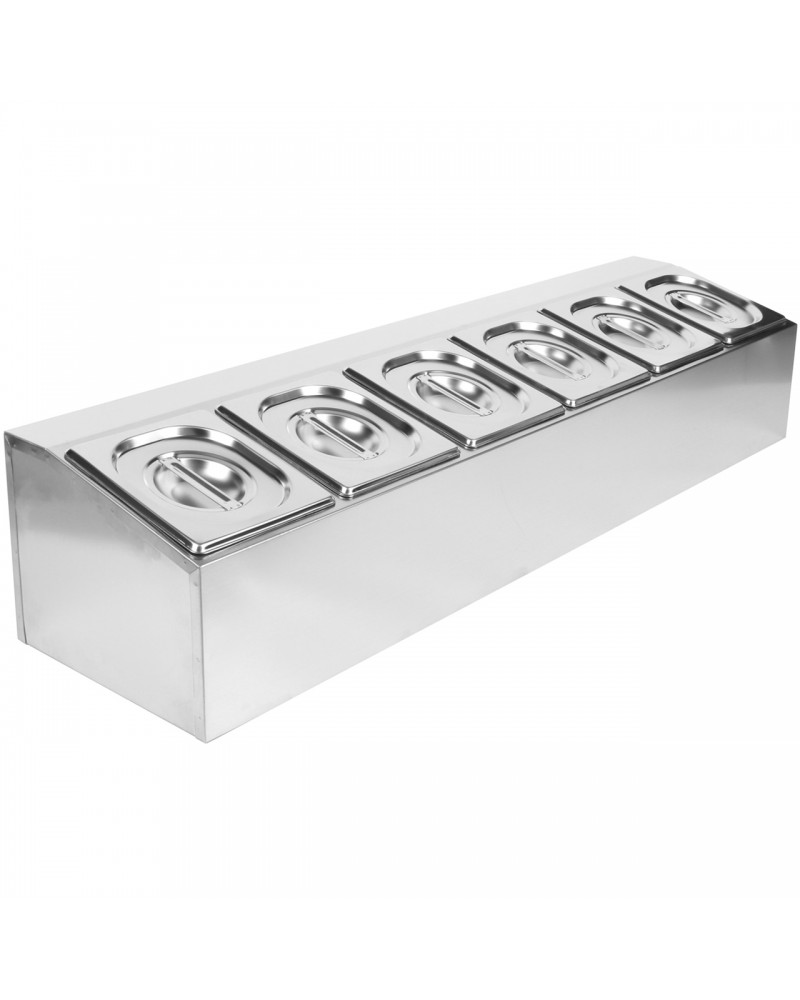 Commercial Condiment Holder including 6xGN1/6-150mm pans & Lids |  CHD06AD
