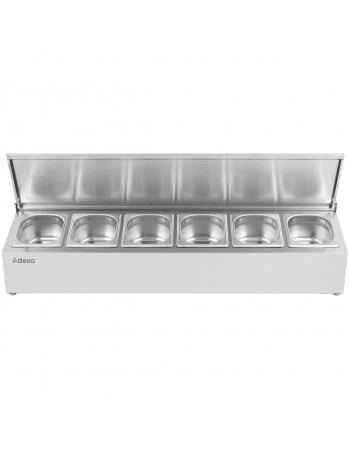 Commercial Condiment Holder with lid including 6xGN1/6-100mm containers Stainless steel |  CHD06AFL