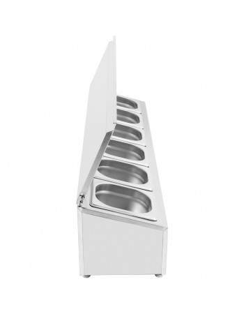 Commercial Condiment Holder with lid including 6xGN1/6-100mm containers Stainless steel |  CHD06AFL
