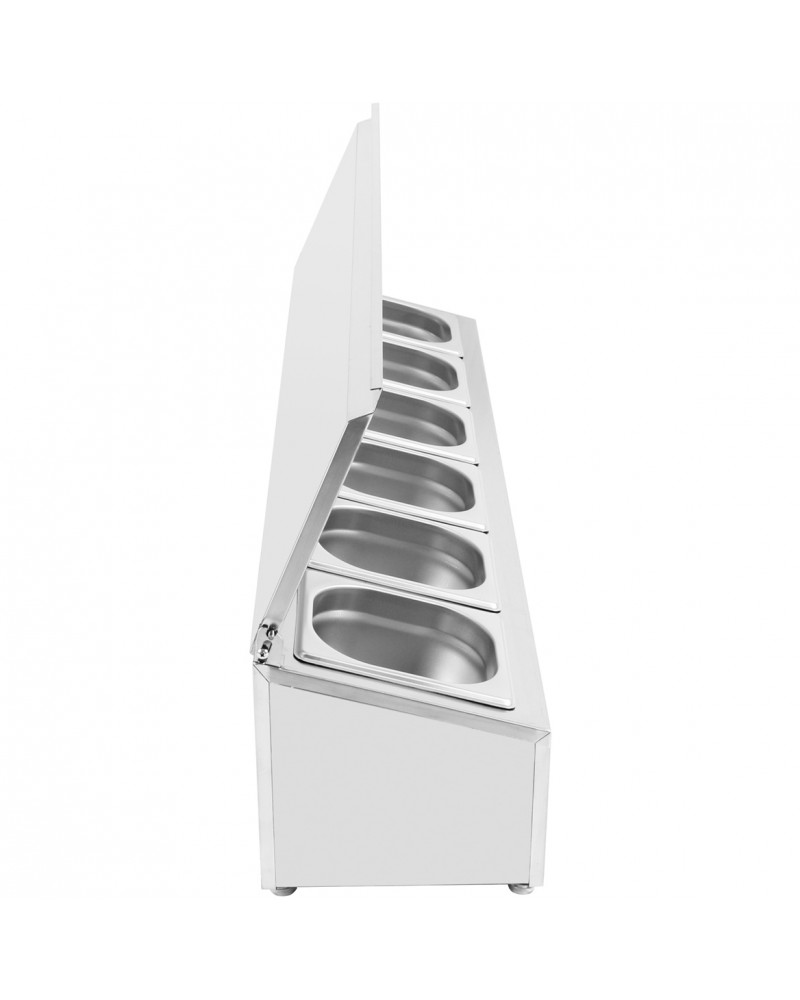 Commercial Condiment Holder with lid including 6xGN1/6-100mm containers Stainless steel |  CHD06AFL