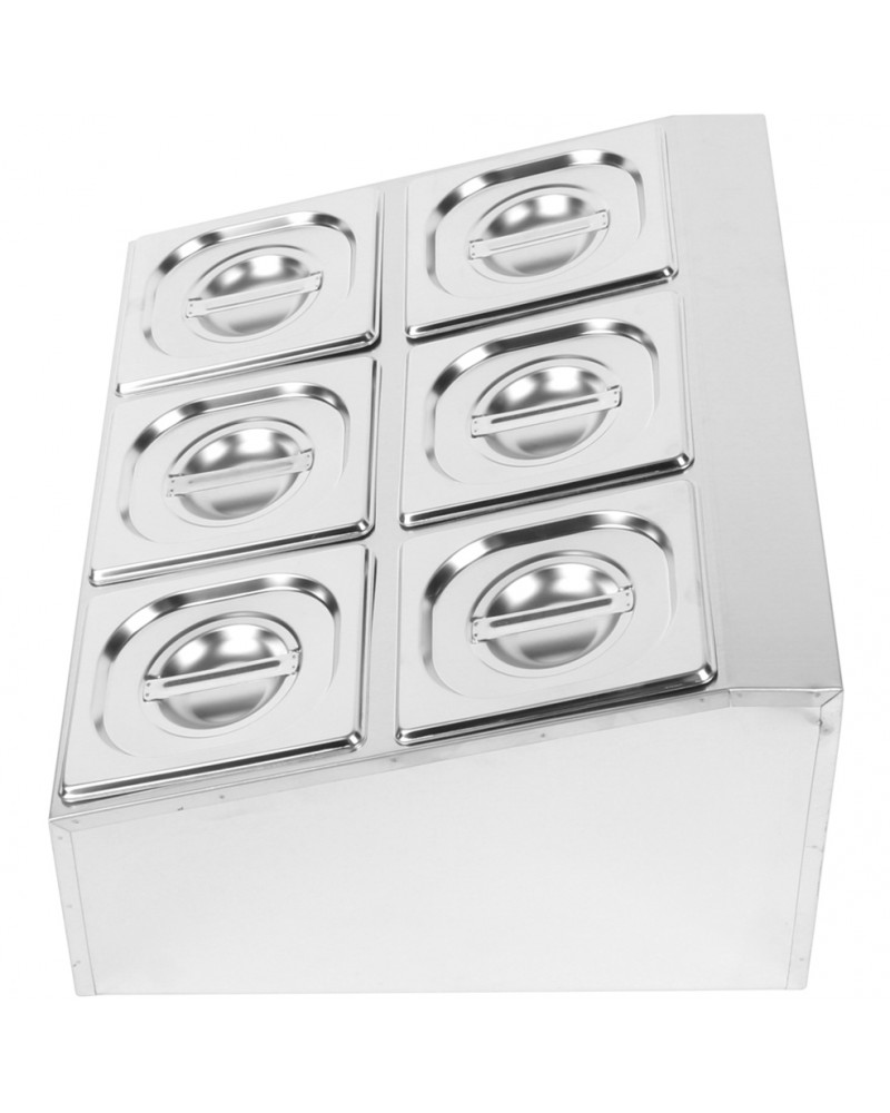 Commercial Condiment Holder including 6xGN1/6-100mm pans & lids |  CHD06B