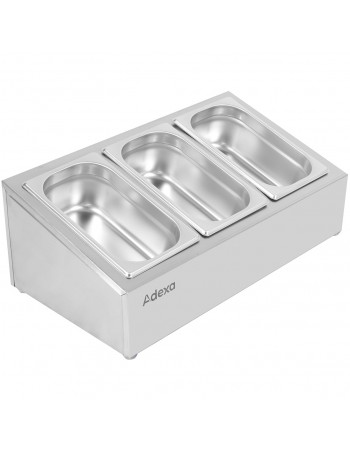 Commercial Condiment Holder including 3xGN1/4-100mm containers with lid Stainless steel |  CHE03A