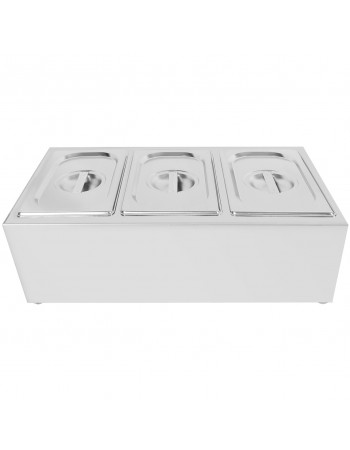 Commercial Condiment Holder including 3xGN1/4-150mm containers with lid Stainless steel |  CHE03AD