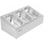 Commercial Condiment Holder including 3xGN1/4-100mm containers with lid Stainless steel |  CHE03A