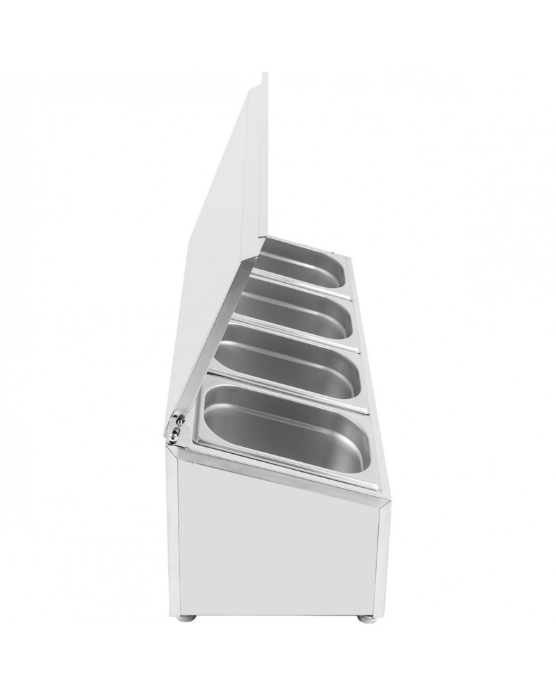 Commercial Condiment Holder with lid including 4xGN1/4-100mm containers Stainless steel |  CHE04AFL