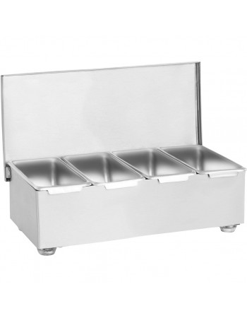 Commercial Condiment Holder with lid including 4 containers Stainless steel |  CHF04