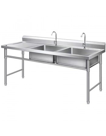 Commercial Double Sink Stainless steel 1400x600x900mm 2 bowl right Splashback | TurcoBazaar DBS14060RIGHT