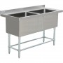 Commercial Double Pot Wash Sink Stainless steel 2 bowls Splashback 1410x600x900mm | TurcoBazaar DPSD600X1410