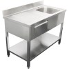 Commercial Sink Stainless steel 1500x700x950mm 1 bowl to the right 1 drawer Splashback | TurcoBazaar DSA150701DR