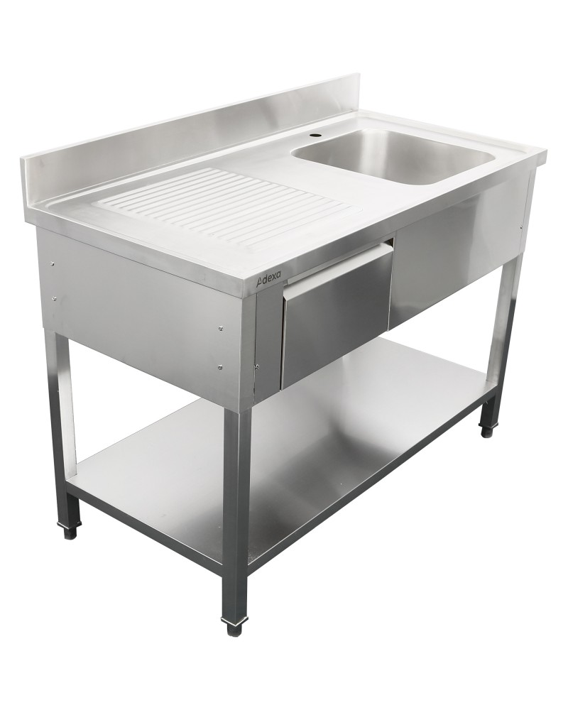Commercial Sink Stainless steel 1500x700x950mm 1 bowl to the right 1 drawer Splashback | TurcoBazaar DSA150701DR