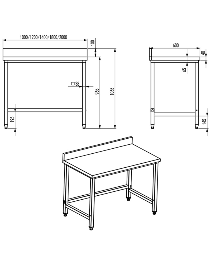Professional Work table Stainless steel No bottom shelf Upstand 1800x700x965mm | TurcoBazaar DW7180