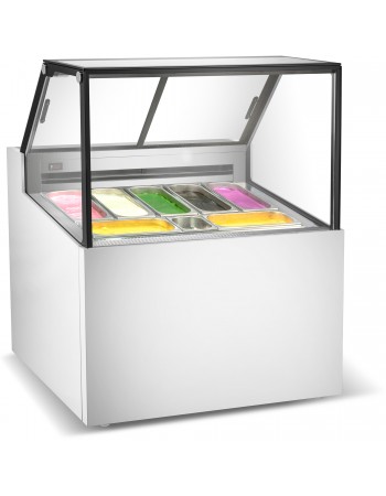Professional Gelato & Ice Cream Serving Display Counter 7 tubs Straight front | TurcoBazaar DW7