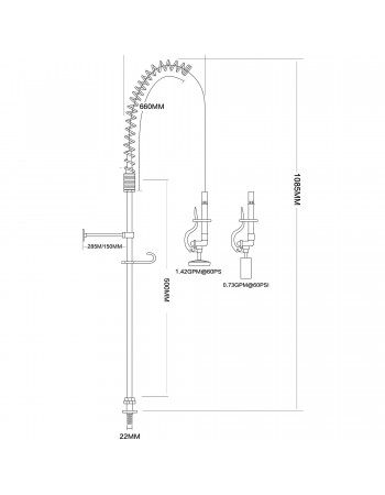 Desk Mount Mixing Faucet with 20" Riser & 37" Flexible Hose Chrome Plated Brass | TurcoBazaar EQ2812A