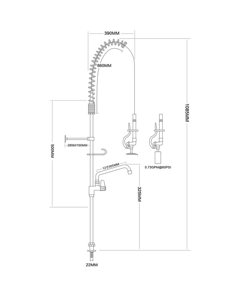 Desk Mount Mixing Faucet with 20" Riser & 37" Flexible Hose & 12" Swing Nozzle Chrome Plated Brass | TurcoBazaar EQ2812A12 Desk Mount Mixing Faucet with 20" Riser & 37" Flexible Hose & 12" Swing Nozzle Chrome Plated Brass | TurcoBazaar EQ2812A12