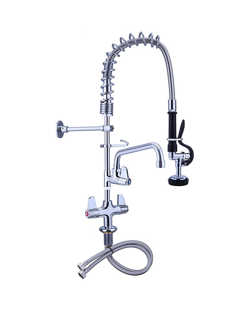 Pre Rinse Spray Unit with Swing faucet Deck mount Double inlet Height 600mm Stainless steel | TurcoBazaar EQ7801A08