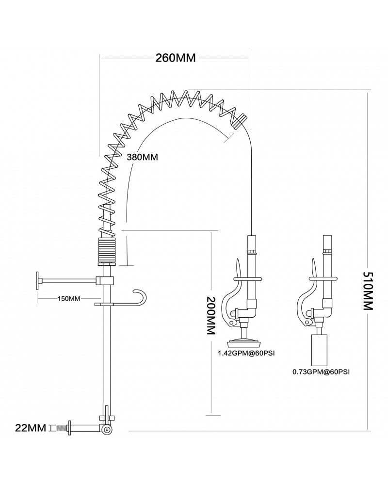8" Desk Mount Mixing Faucet with 8" Riser & 18" Flexible Hose Chrome Plated Brass | TurcoBazaar EQ7810A