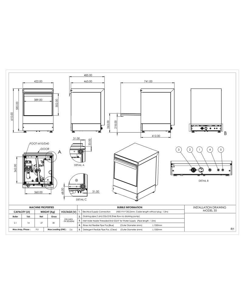 Commercial Glasswasher with 350mm Basket and Rinse Pump | TurcoBazaar EVW12 - MADE IN EUROPE Commercial Glasswasher with 350mm Basket and Rinse Pump | TurcoBazaar EVW12 - MADE IN EUROPE