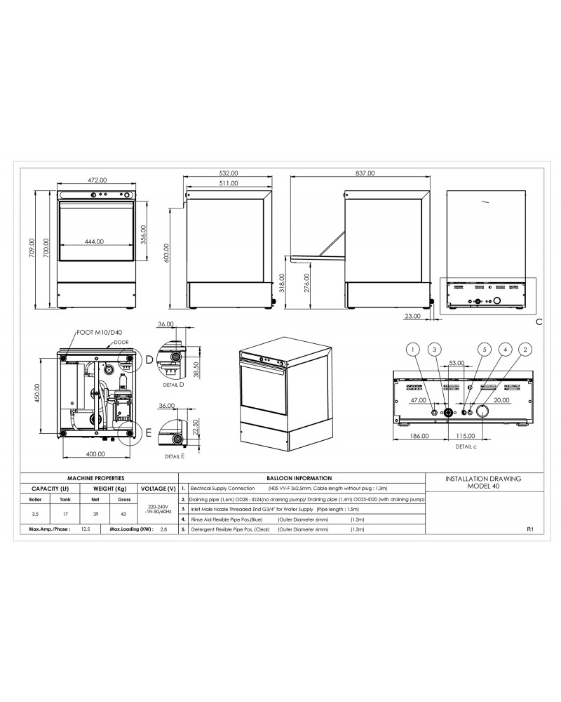 Commercial Glasswasher with 400mm Basket and Rinse, Detergent & Drain Pump | TurcoBazaar EVW18 - MADE IN EUROPE Commercial Glasswasher with 400mm Basket and Rinse, Detergent & Drain Pump | TurcoBazaar EVW18 - MADE IN EUROPE