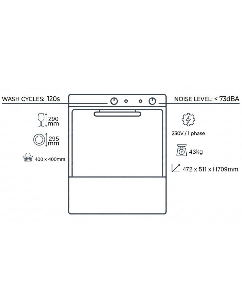 Commercial Digital Dishwasher with 400mm Basket and Rinse, Detergent & Drain Pump | TurcoBazaar EVW26 - MADE IN EUROPE Commercial Digital Dishwasher with 400mm Basket and Rinse, Detergent & Drain Pump | TurcoBazaar EVW26 - MADE IN EUROPE