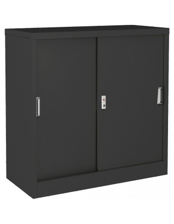 Commercial Metal Black Sliding Door Storage Cabinet Lockable with 2 Shelves 900x400x900mm | TurcoBazaar FCC9BLACK Commercial Metal Black Sliding Door Storage Cabinet Lockable with 2 Shelves 900x400x900mm | TurcoBazaar FCC9BLACK