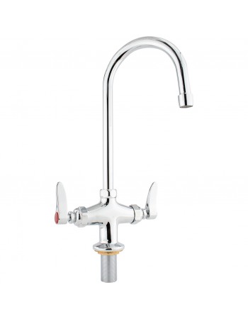 Commercial Single Hole Deck Mount Faucet with 6" Swivel Gooseneck Chrome Plated Brass | TurcoBazaar GD3601