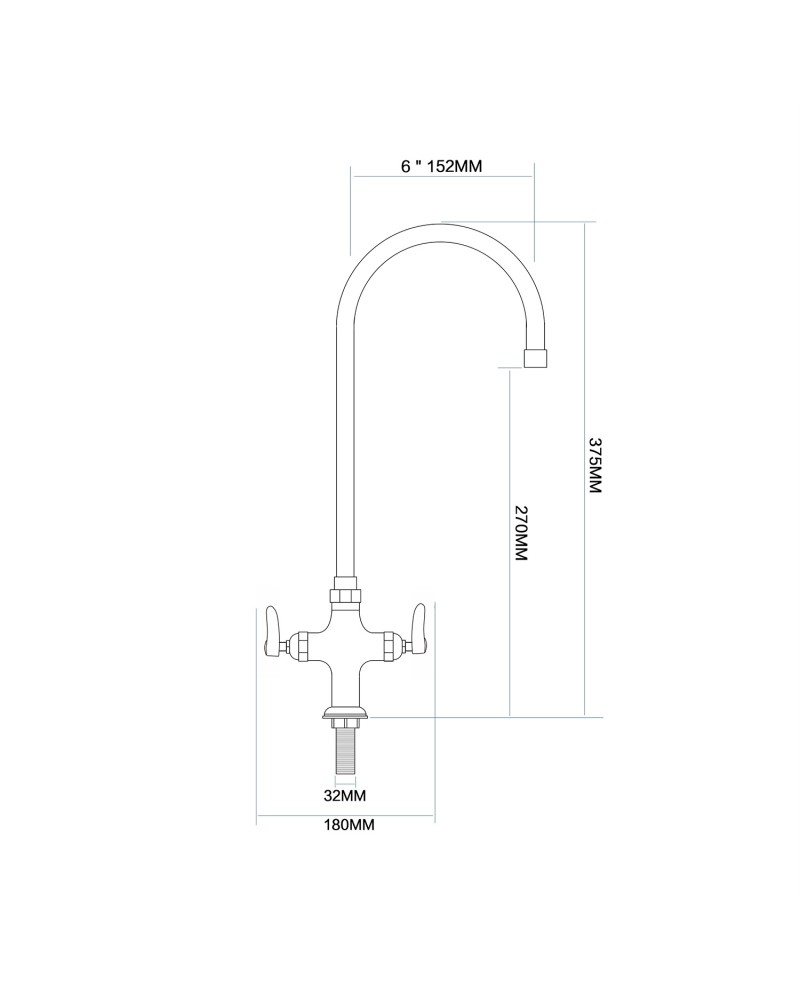 Commercial Single Hole Deck Mount Faucet with 6" Swivel Gooseneck Chrome Plated Brass | TurcoBazaar GD3601