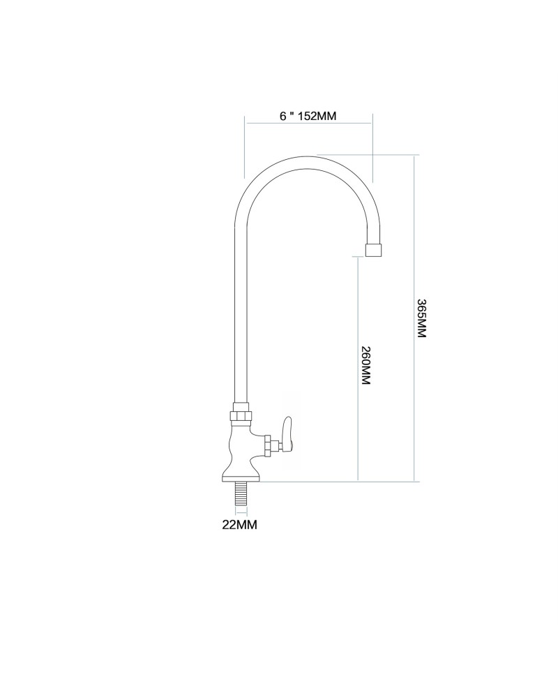 Commercial Single Hole Deck Mount Faucet with 6" Swivel Gooseneck Chrome Plated Brass | TurcoBazaar GD3603