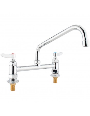 Commercial 8" Deck Mount Mixing Faucet with 10" Swing Nozzle Chrome Plated Brass | TurcoBazaar GD3614
