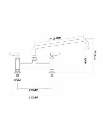 Commercial 8" Deck Mount Mixing Faucet with 10" Swing Nozzle Chrome Plated Brass | TurcoBazaar GD3614