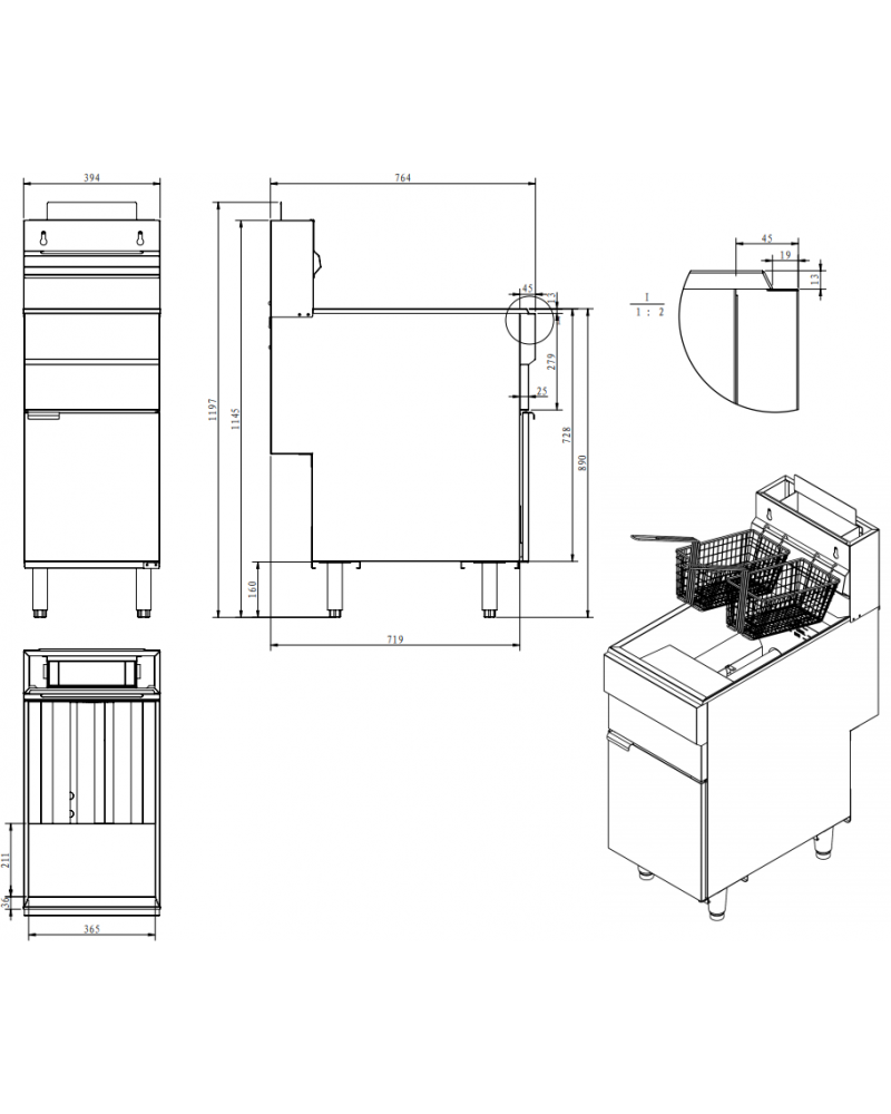 Commercial Gas Tube Fryer 20L Free Standing 26.4kW | TurcoBazaar GF90 Commercial Gas Tube Fryer 20L Free Standing 26.4kW | TurcoBazaar GF90
