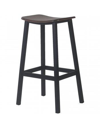 Black Steel Barstool with Walnut seat | TurcoBazaar GS60502
