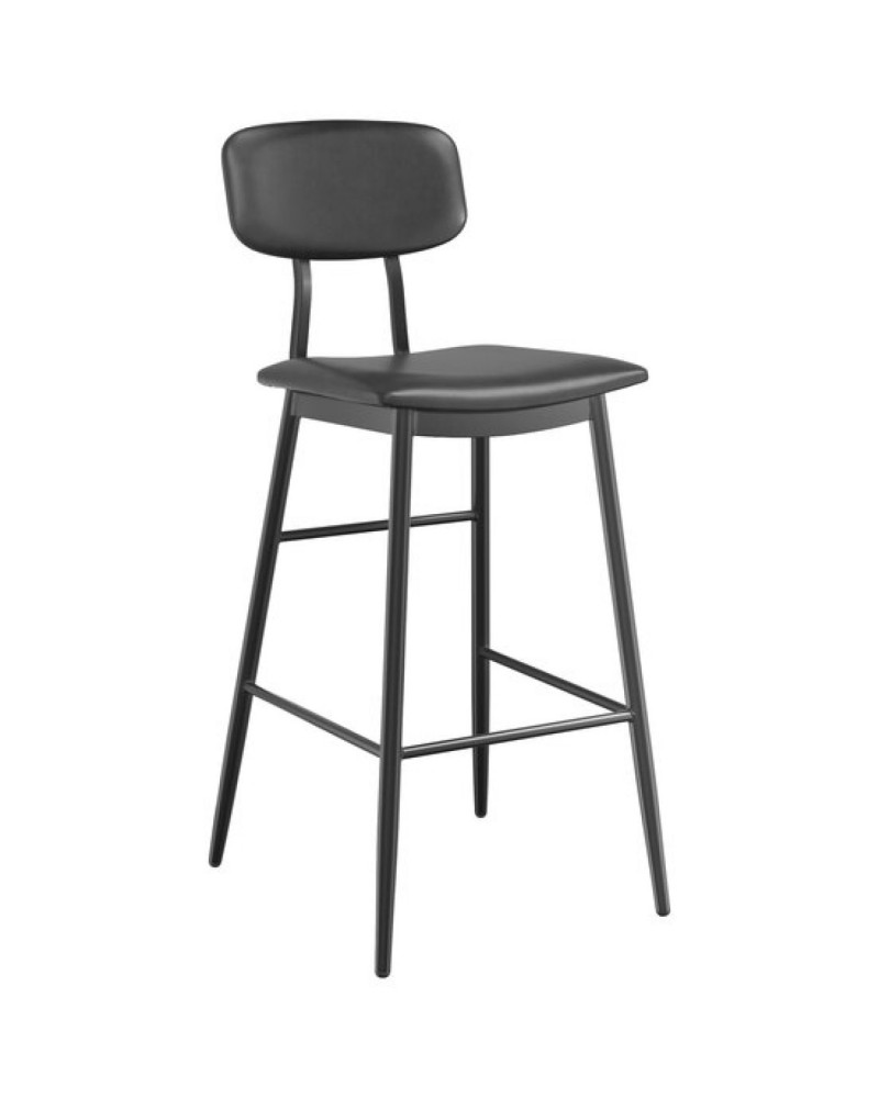 Barstool with Black Vinyl Backrest & Seat - Set of 4 | TurcoBazaar GS60606BBLACK Barstool with Black Vinyl Backrest & Seat - Set of 4 | TurcoBazaar GS60606BBLACK